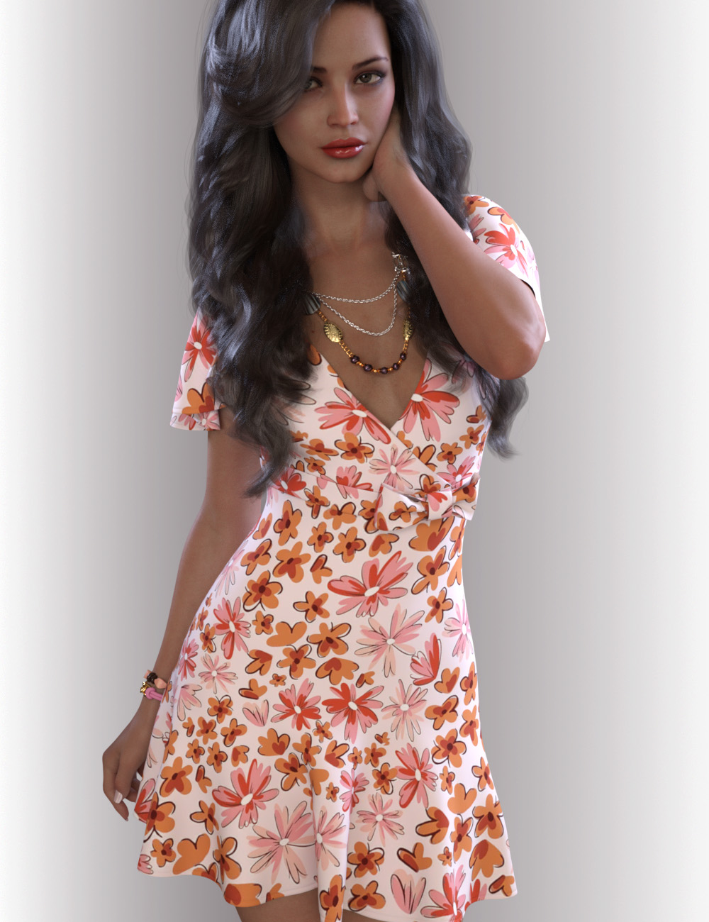 dForce Miranda Dress Outfit for Genesis 8.1 Females by: OnnelArryn, 3D Models by Daz 3D