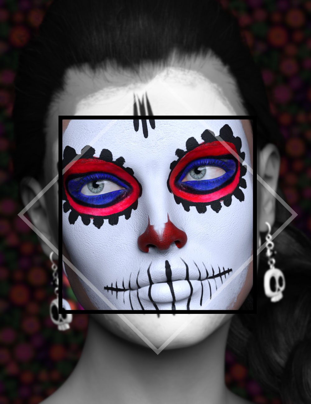 Dia De Los Muertos Face Paint Builder for Genesis 8.1 Females by: ForbiddenWhispers, 3D Models by Daz 3D