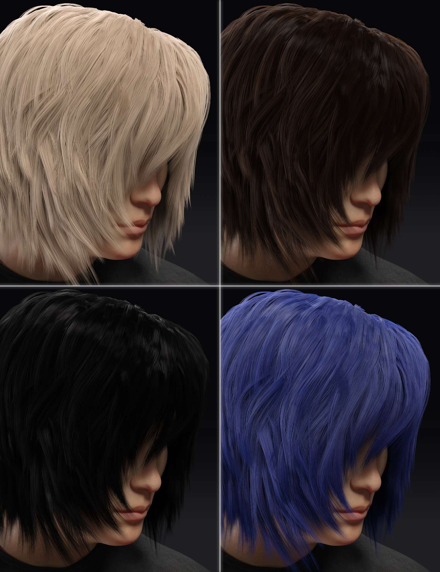 dForce Kiru Hair for Genesis 3, 8, and 8.1 by: RedzStudio, 3D Models by Daz 3D