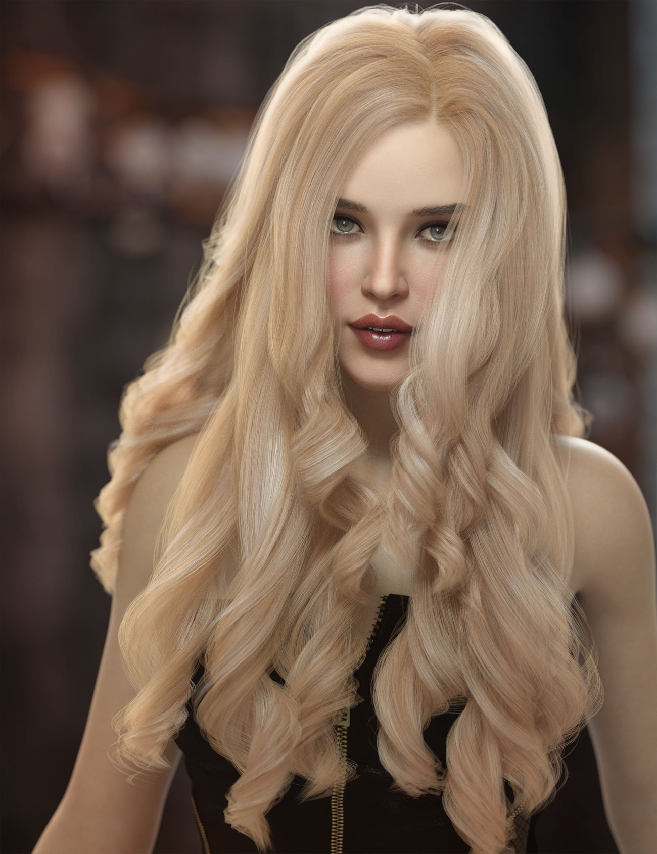 long straight hair 3D model