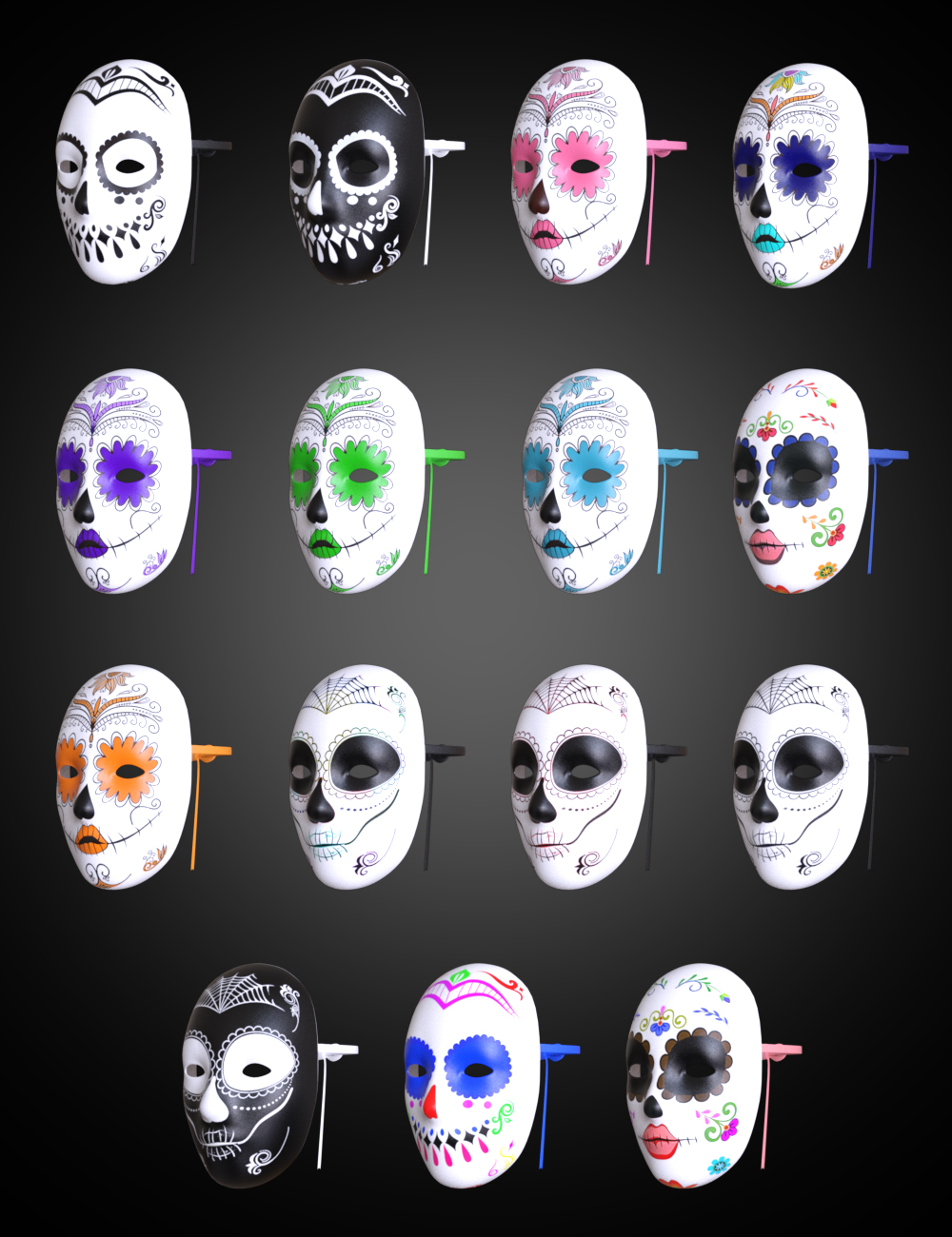 BW Day of the Dead Masks for Genesis 8 and 8.1 Females | Daz 3D