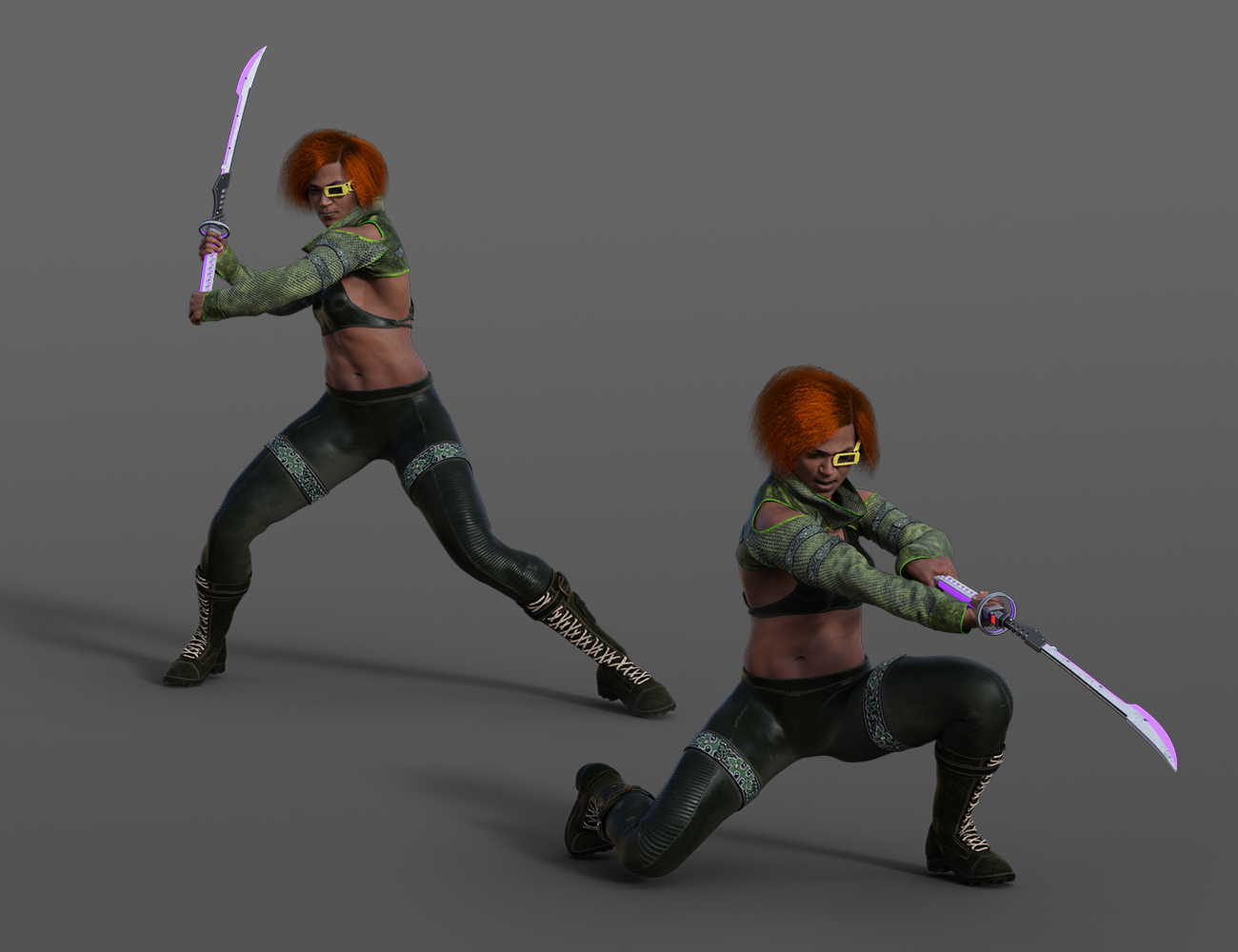 Future Samurai Animations with Sword for Genesis 8.1 Female and Noska 8.1 by: ThreeDigital, 3D Models by Daz 3D