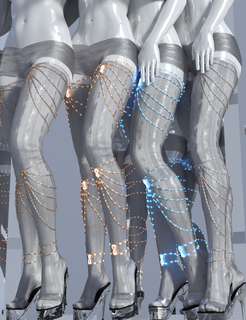 Leg Chains 3 for Genesis 3 and 8 Females by: Sshodan, 3D Models by Daz 3D