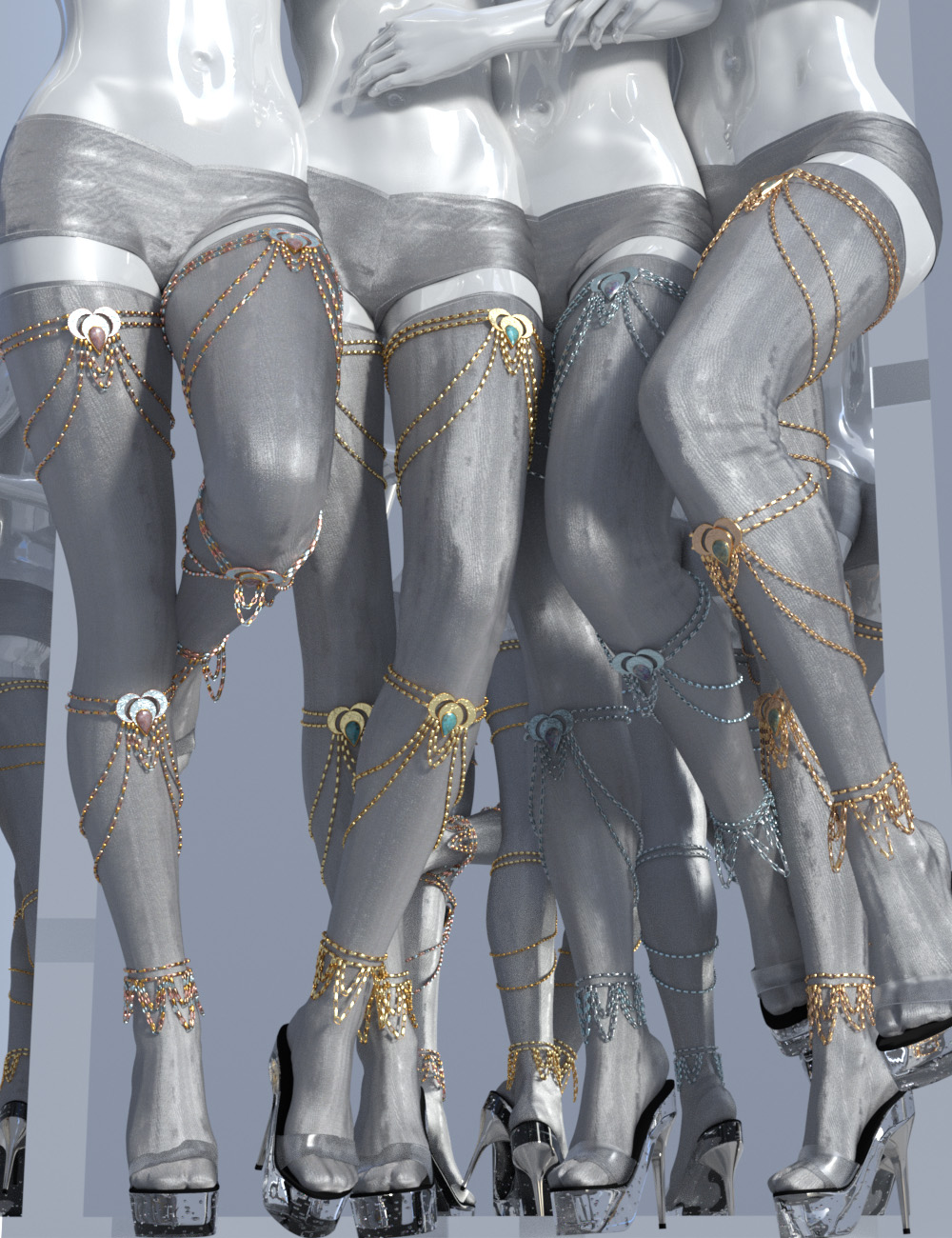 Leg Chains 3 for Genesis 3 and 8 Females by: Sshodan, 3D Models by Daz 3D
