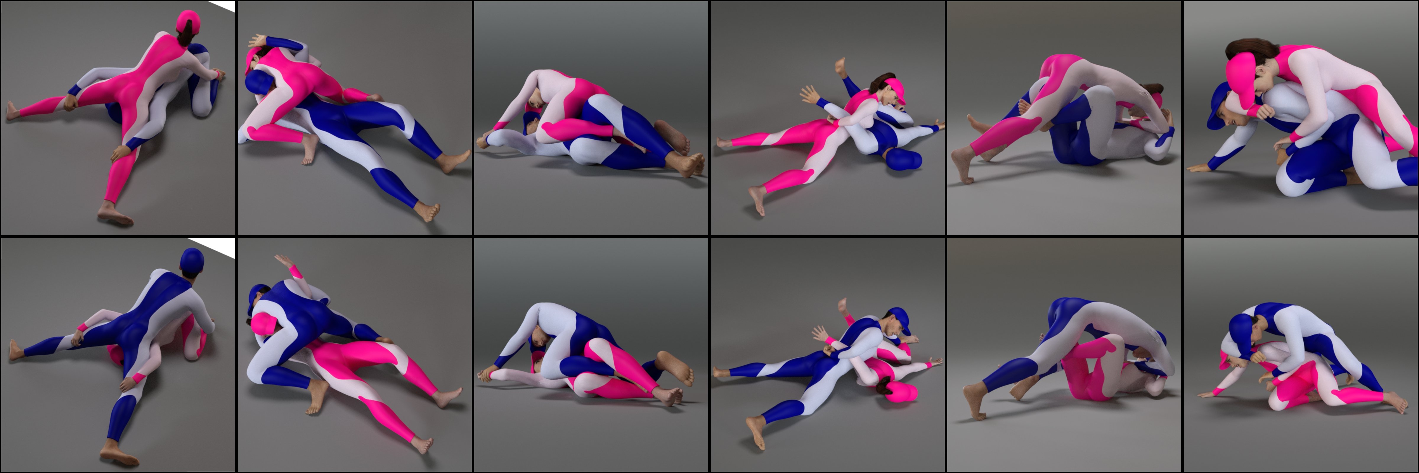 Grappling Poses Volume 5 for Genesis 8 and 8.1 by: atrilliongames, 3D Models by Daz 3D