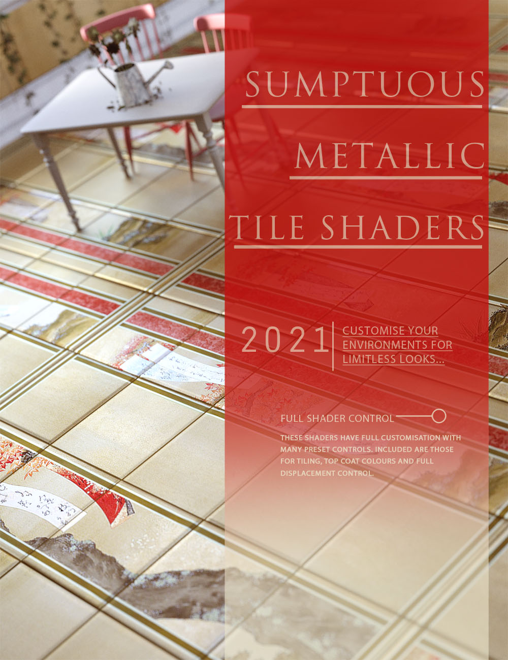 Sumptuous Metallic Tile Shader Builder Sumptuous Metallic Tile Shader Builder by: ForbiddenWhispers, 3D Models by Daz 3D