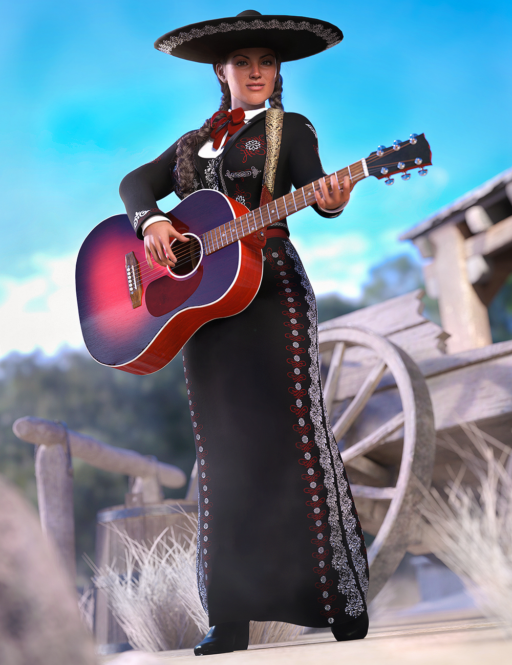 dForce Mariachi Outfit for Genesis 8.1 Females by: Val3dart, 3D Models by Daz 3D