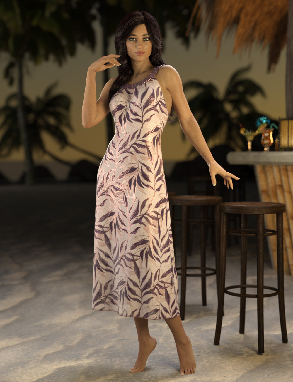 Beach Dress Deluxe for Genesis 8 and 8.1 Females by: esha, 3D Models by Daz 3D