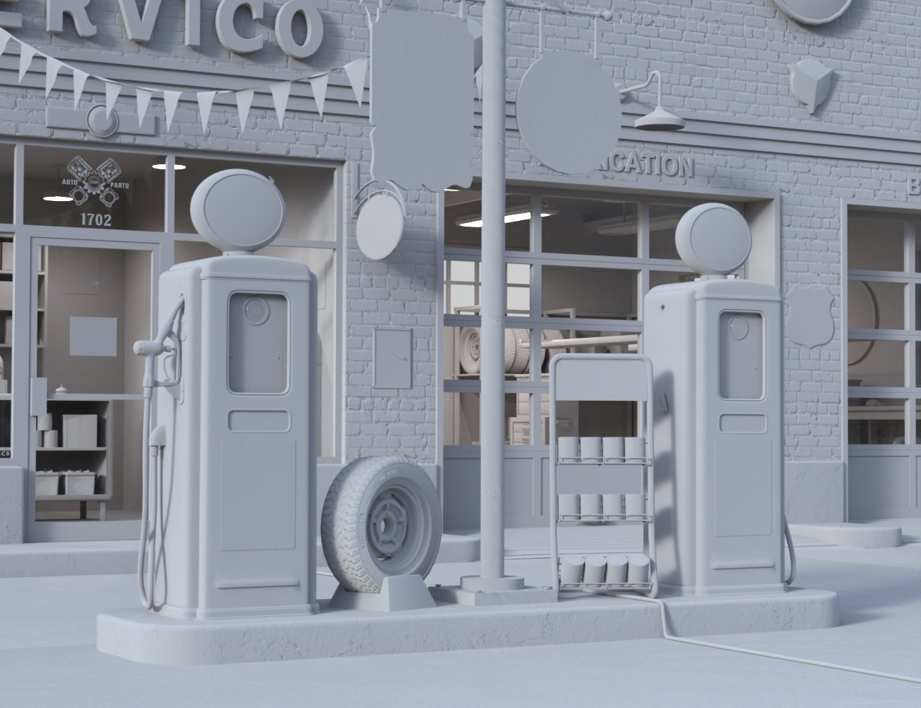 Servico Vintage Gas Station Servico Vintage Gas Station by: SloshWerks, 3D Models by Daz 3D