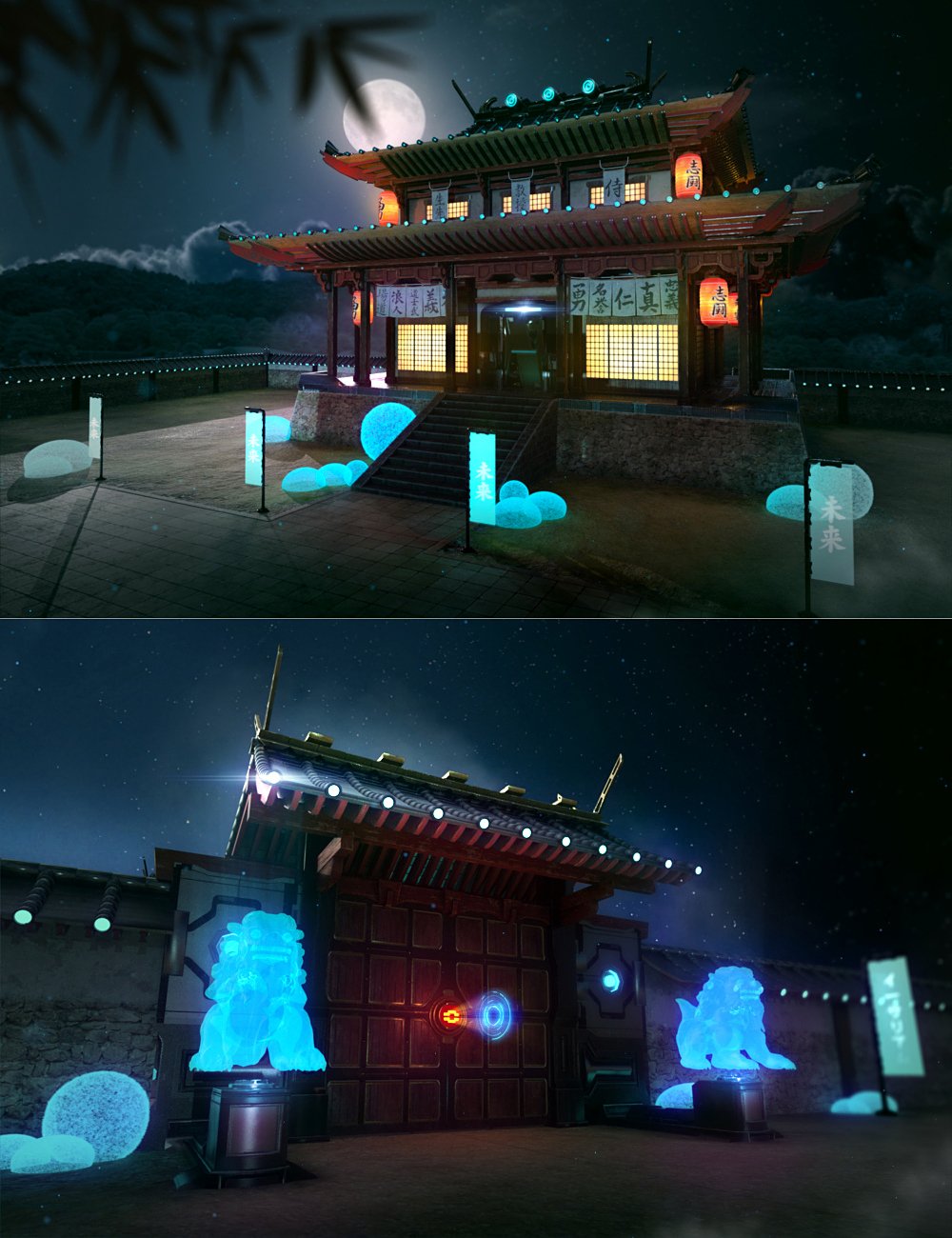 Futuristic Samurai Compound - Environment and Props by: ThreeDigital, 3D Models by Daz 3D