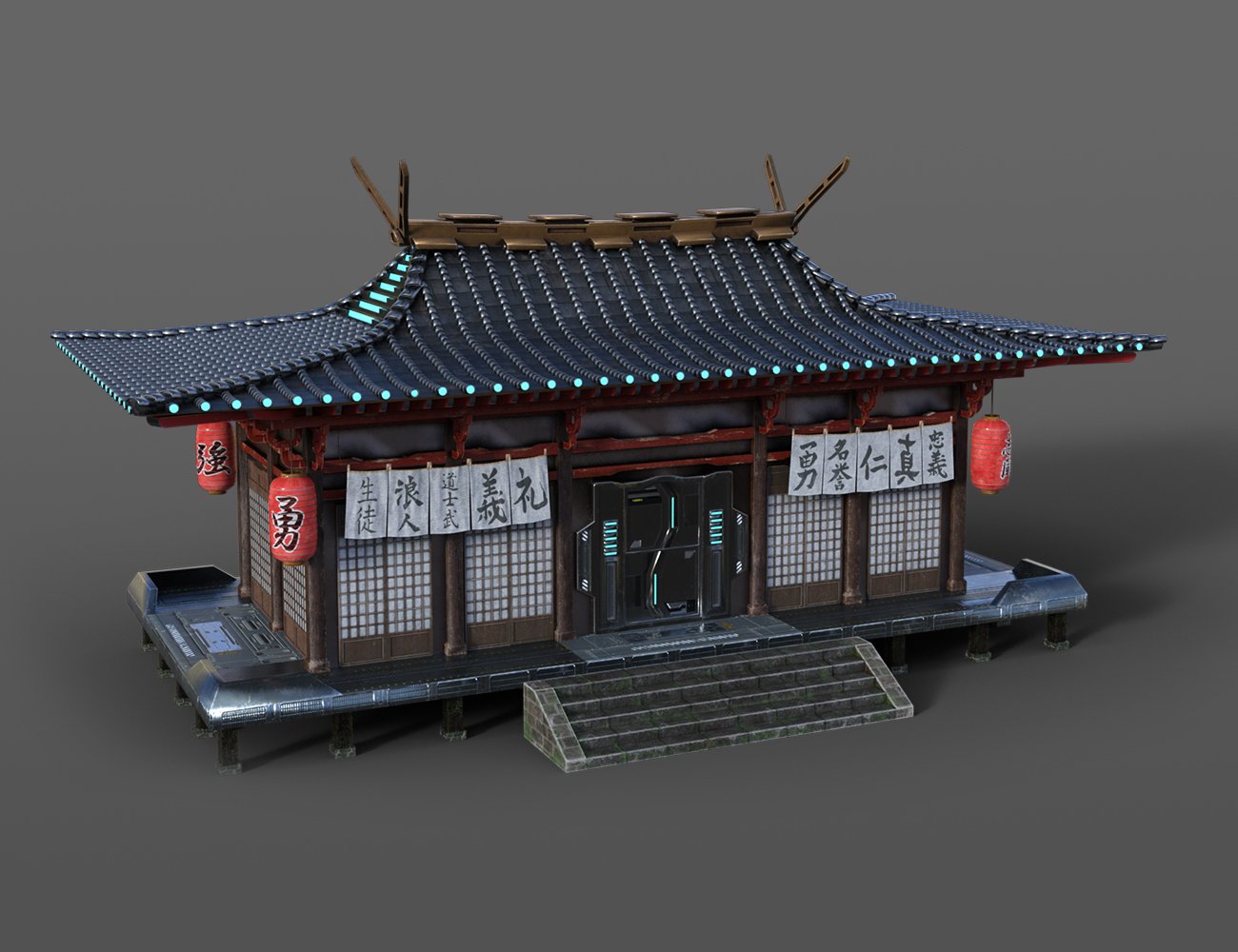 Futuristic Samurai Compound - Environment and Props by: ThreeDigital, 3D Models by Daz 3D