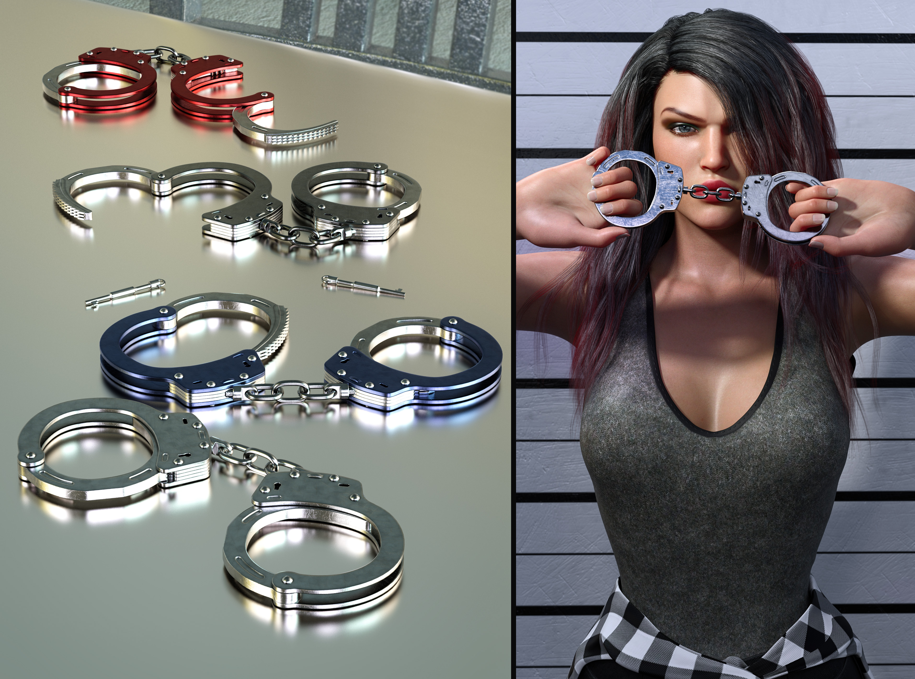 Z In Handcuffs - Prop and Poses for Genesis 8 and 8.1 by: Zeddicuss, 3D Models by Daz 3D