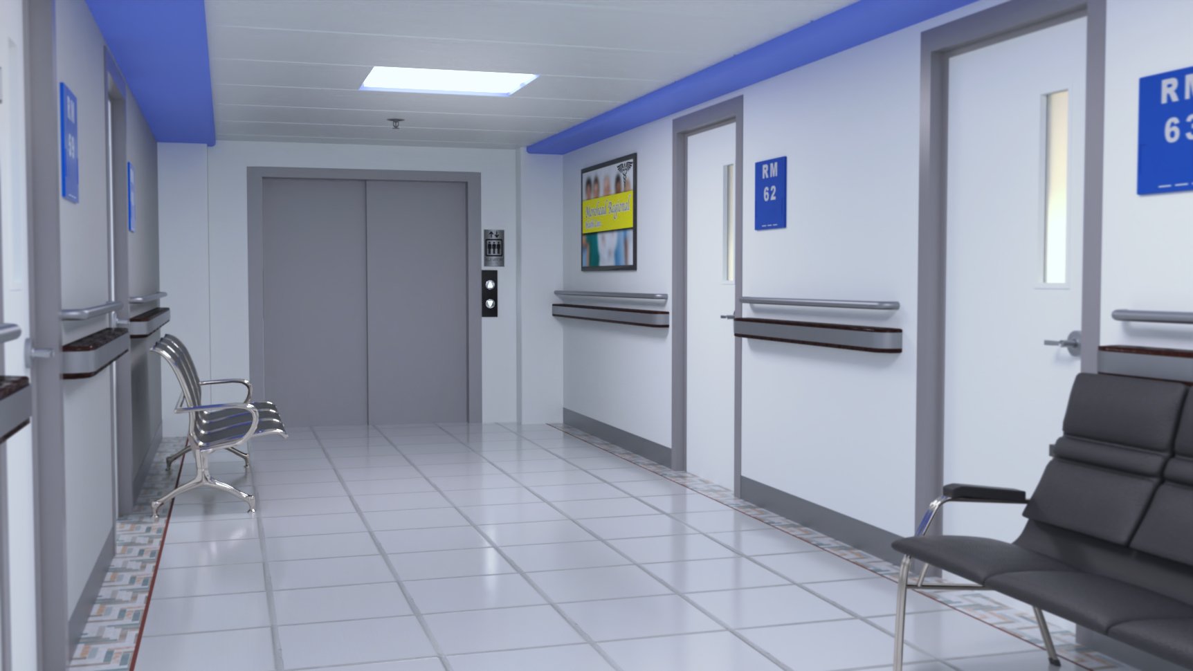 Hospital Hallway by: Digitallab3D, 3D Models by Daz 3D