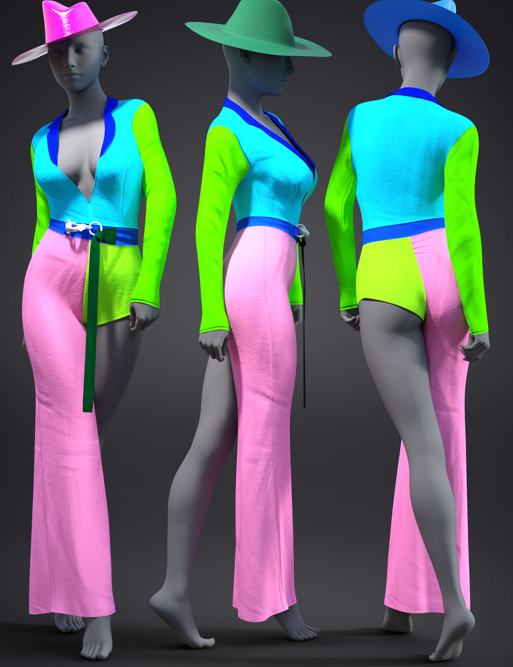 dForce Sassy Girl Outfit for Genesis 8 and 8.1 Females by: fefecoolyellow, 3D Models by Daz 3D
