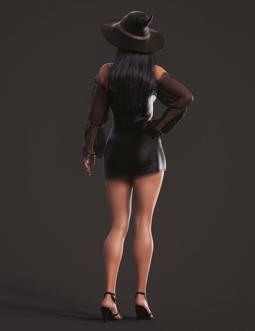 dForce Halloween Witch Outfit for Genesis 8 and 8.1 Females by: Beautyworks, 3D Models by Daz 3D