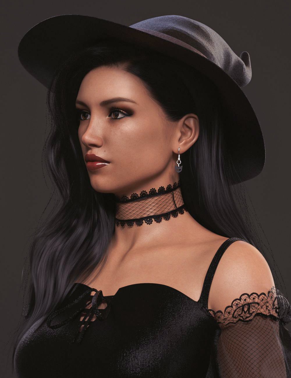 dForce Halloween Witch Outfit for Genesis 8 and 8.1 Females by: Beautyworks, 3D Models by Daz 3D
