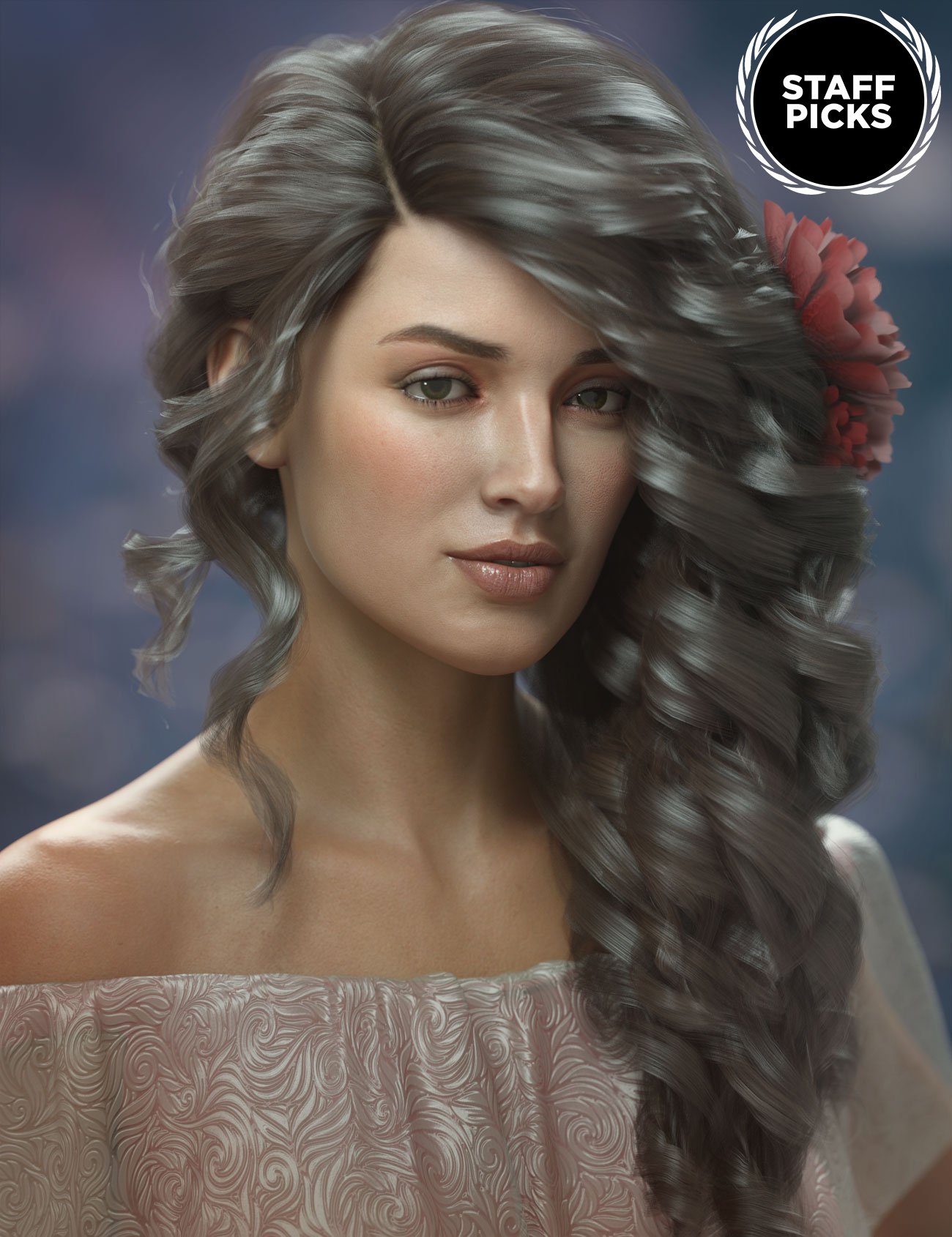 Gloriana Hair for Genesis 3, 8, and 8.1 Females by: AprilYSH, 3D Models by Daz 3D