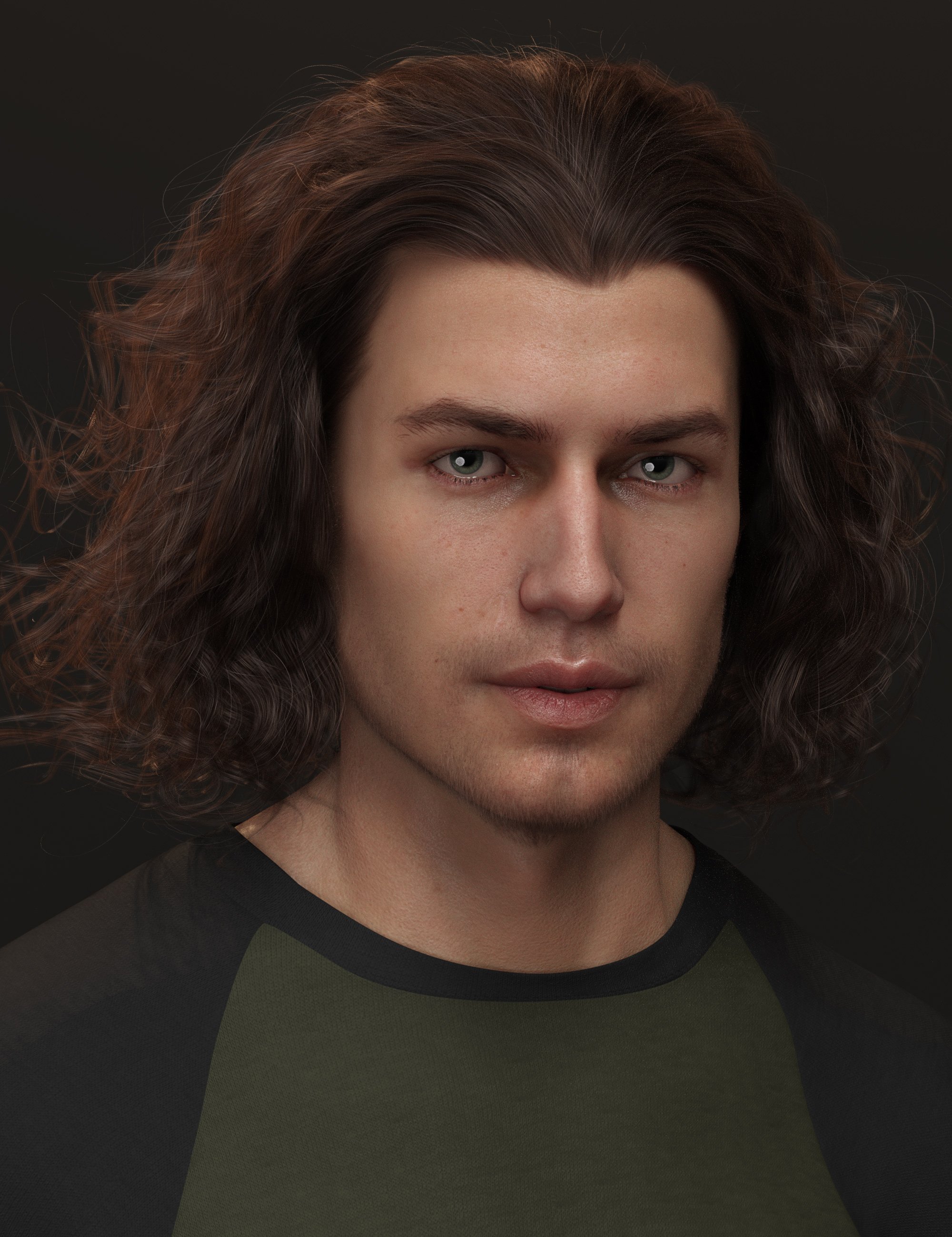 Curly Swept Style Hair for Genesis 8 and Genesis 8.1 Males by: outoftouch, 3D Models by Daz 3D
