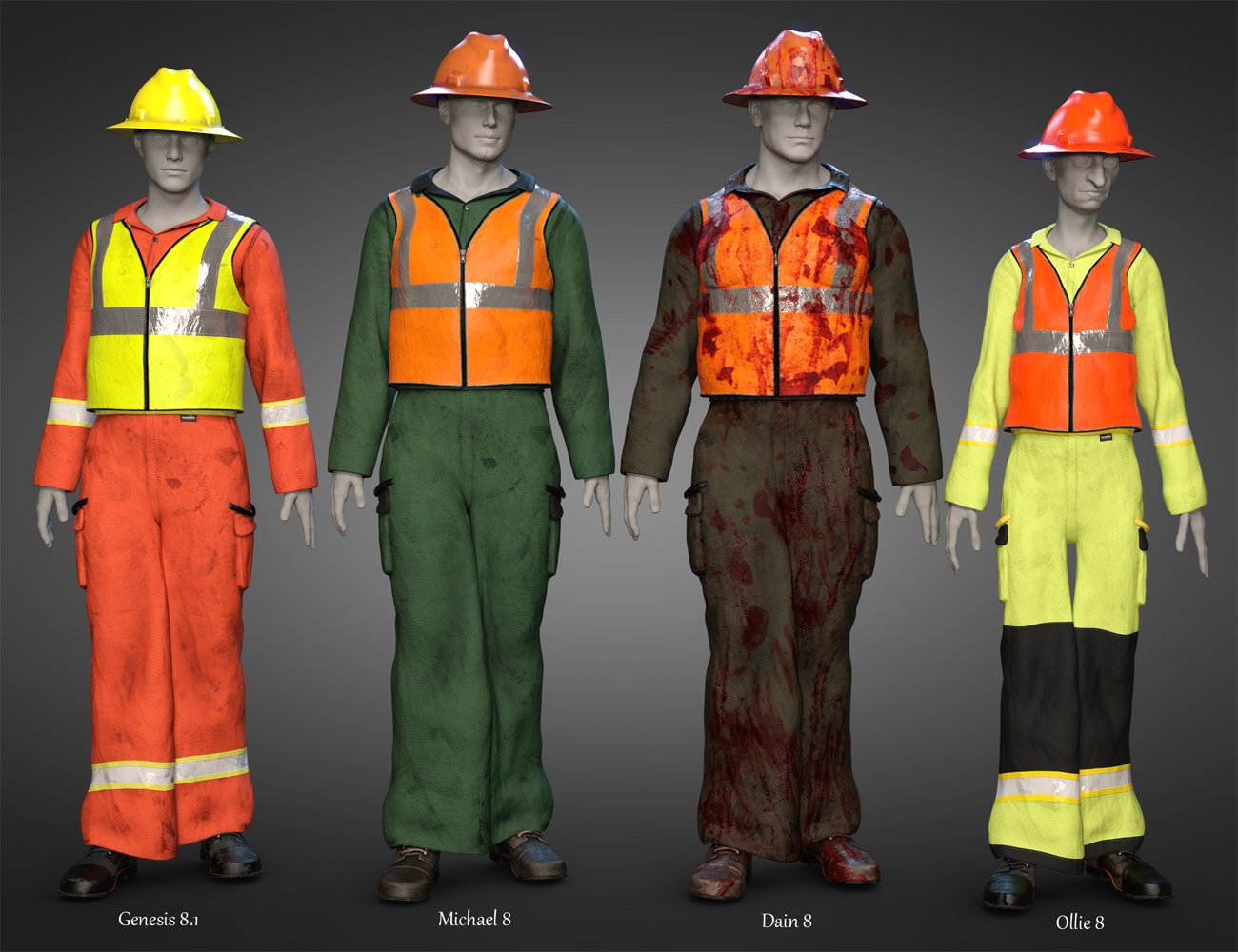 dForce Road Work Outfit for Genesis 8 Males by: Barbara BrundonUmblefuglySade, 3D Models by Daz 3D