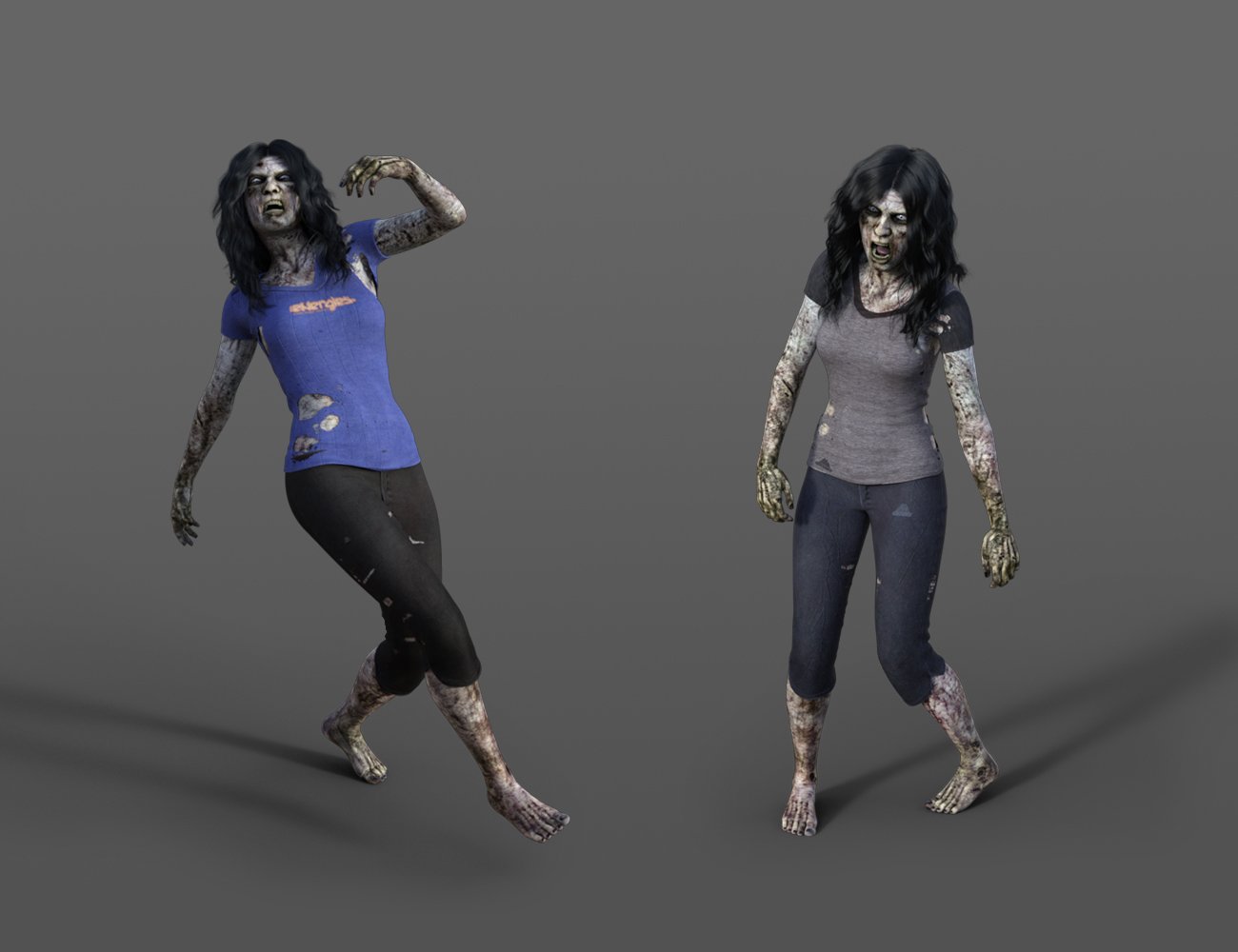 Zombie and Survivor Poses and Props by: ThreeDigital, 3D Models by Daz 3D
