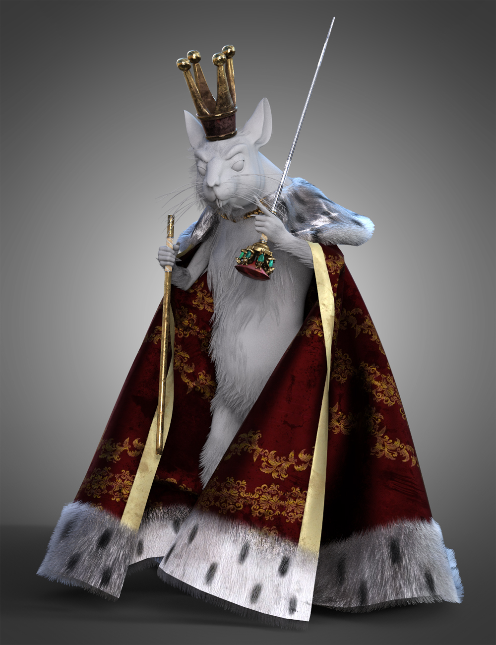 dForce Mouse King Cape and Accessories for Genesis 8.1 Males by: JoeQuick, 3D Models by Daz 3D