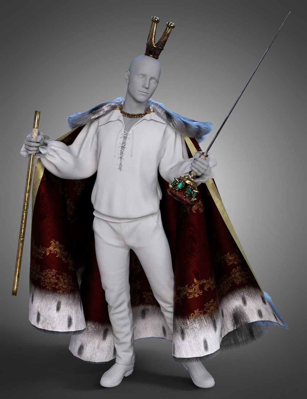 dForce Mouse King Cape and Accessories for Genesis 8.1 Males by: JoeQuick, 3D Models by Daz 3D