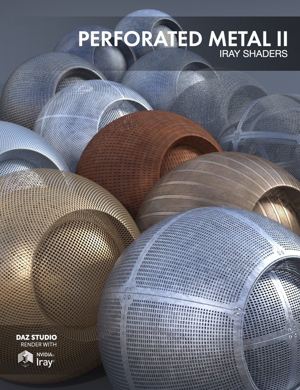 Perforated Metal II - Iray Shaders by: Dimidrol, 3D Models by Daz 3D