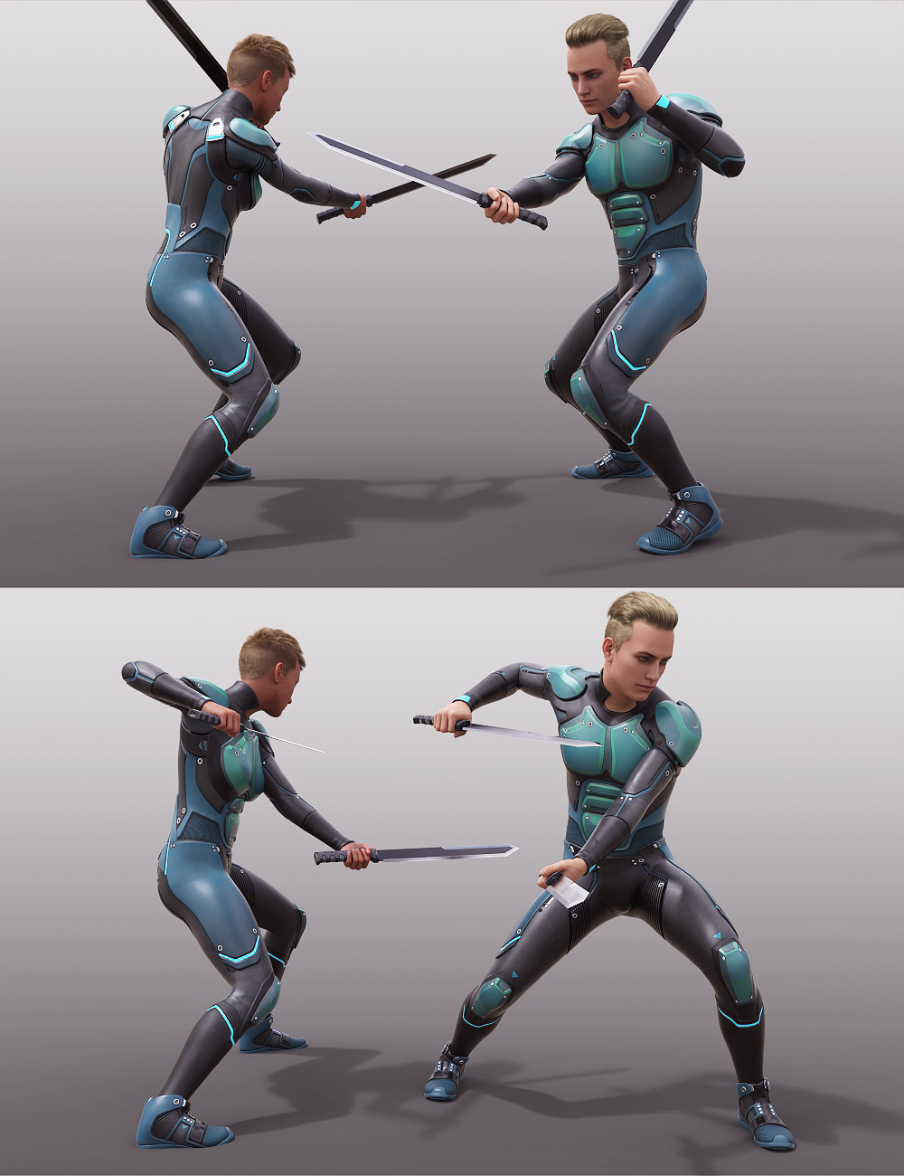 Sci-Fi Sword and Fighting Poses for Genesis 8 by: Porsimo, 3D Models by Daz 3D