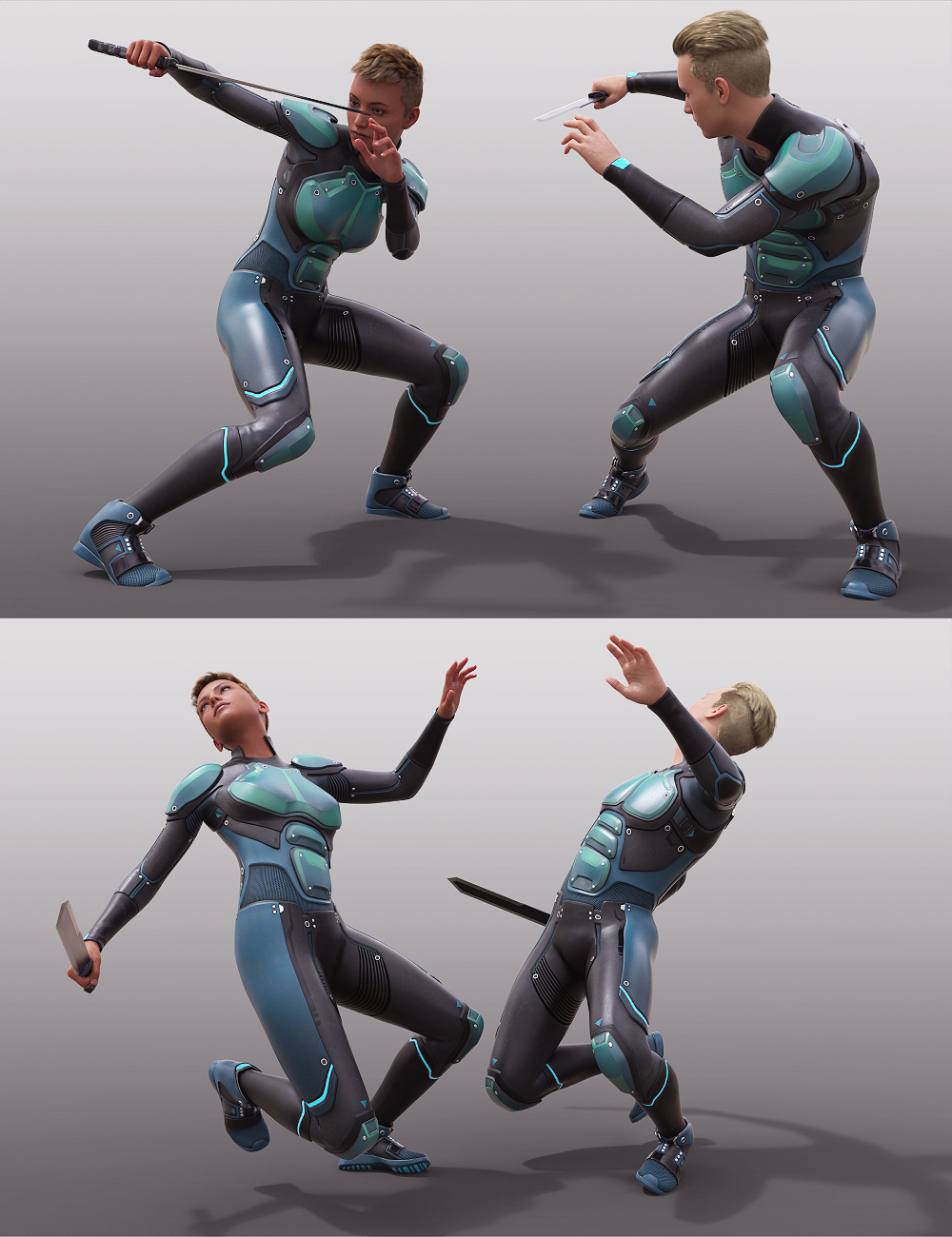 Sci-Fi Sword and Fighting Poses for Genesis 8 by: Porsimo, 3D Models by Daz 3D