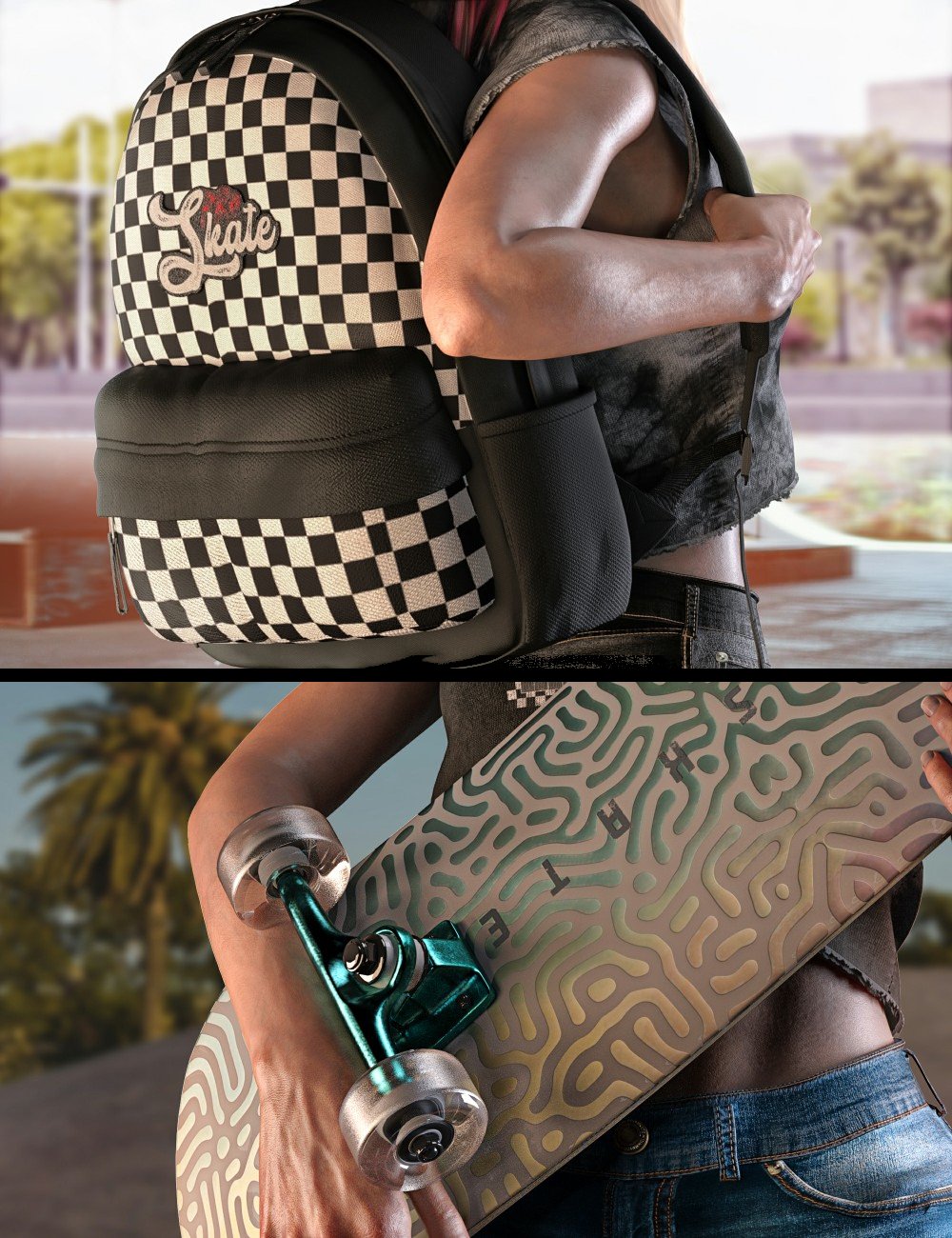 AJC Pro Skate Poses and Props for Genesis 8 and 8.1 Females by: adeilsonjc, 3D Models by Daz 3D