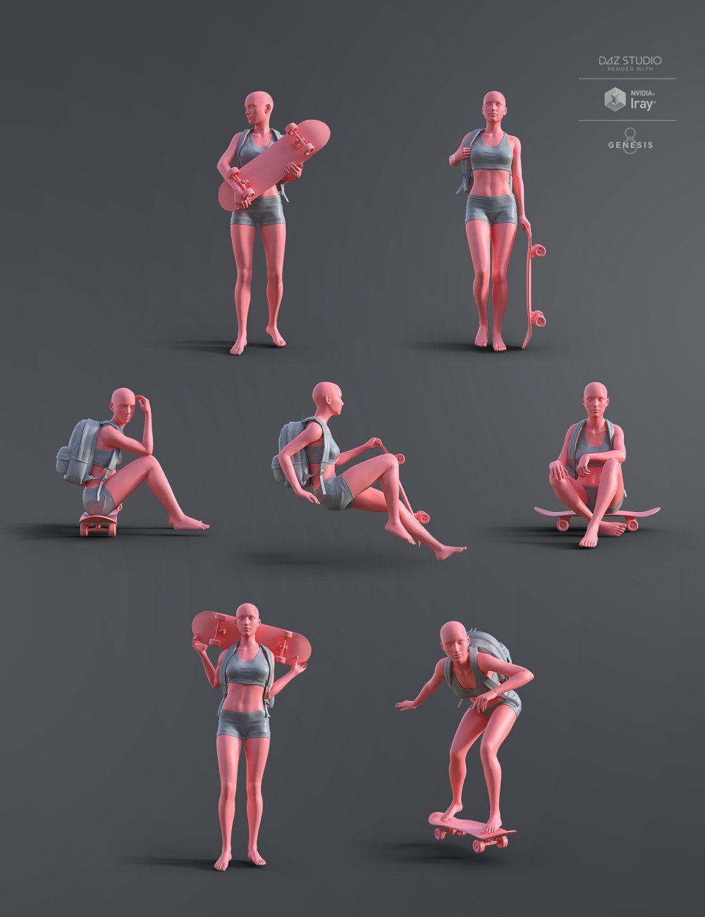 AJC Pro Skate Poses and Props for Genesis 8 and 8.1 Females AJC Pro Skate Poses and Props for Genesis 8 and 8.1 Females by: adeilsonjc, 3D Models by Daz 3D