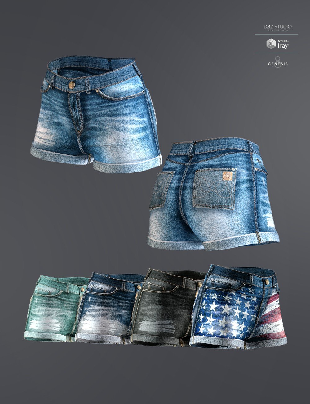 AJC Pro Skate Shorts for Genesis 8 and 8.1 Females by: adeilsonjc, 3D Models by Daz 3D