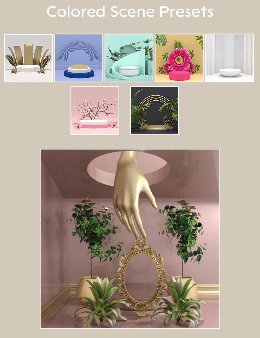 Elegant Display Props and Scenes Elegant Display Props and Scenes by: 3DStyle, 3D Models by Daz 3D