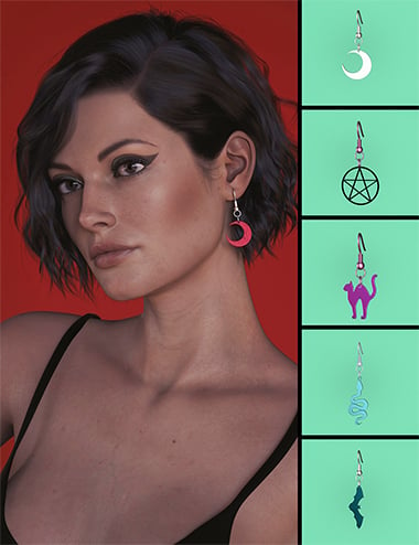 BW Halloween Earrings Set for Genesis 8 and Genesis 8.1 Females by: Beautyworks, 3D Models by Daz 3D
