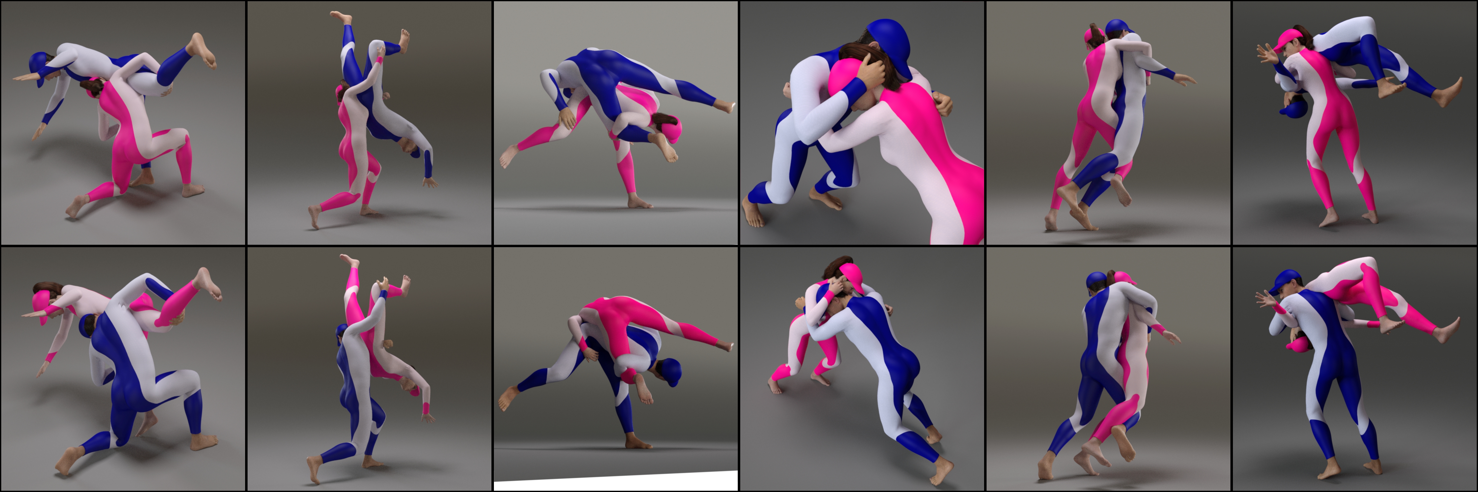 Grappling Poses Volume 6 for Genesis 8 and 8.1 by: atrilliongames, 3D Models by Daz 3D