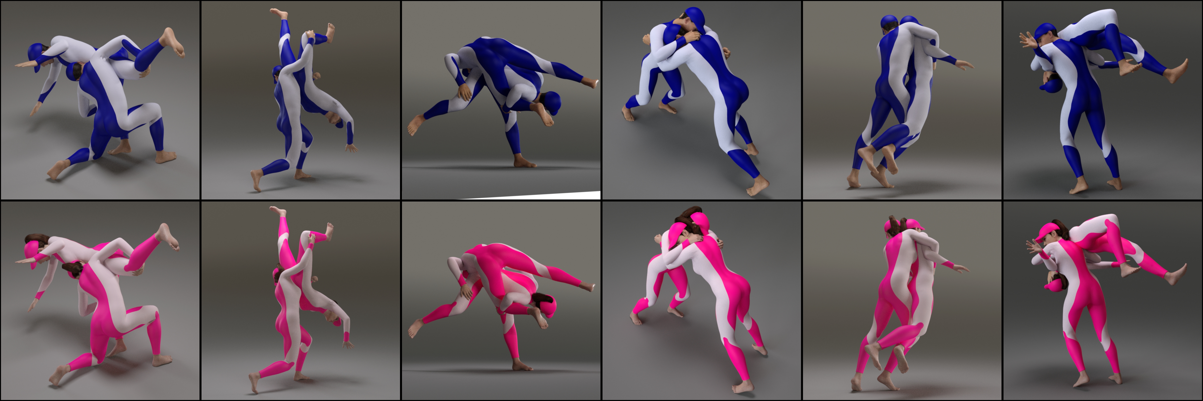 Grappling Poses Volume 6 for Genesis 8 and 8.1 by: atrilliongames, 3D Models by Daz 3D