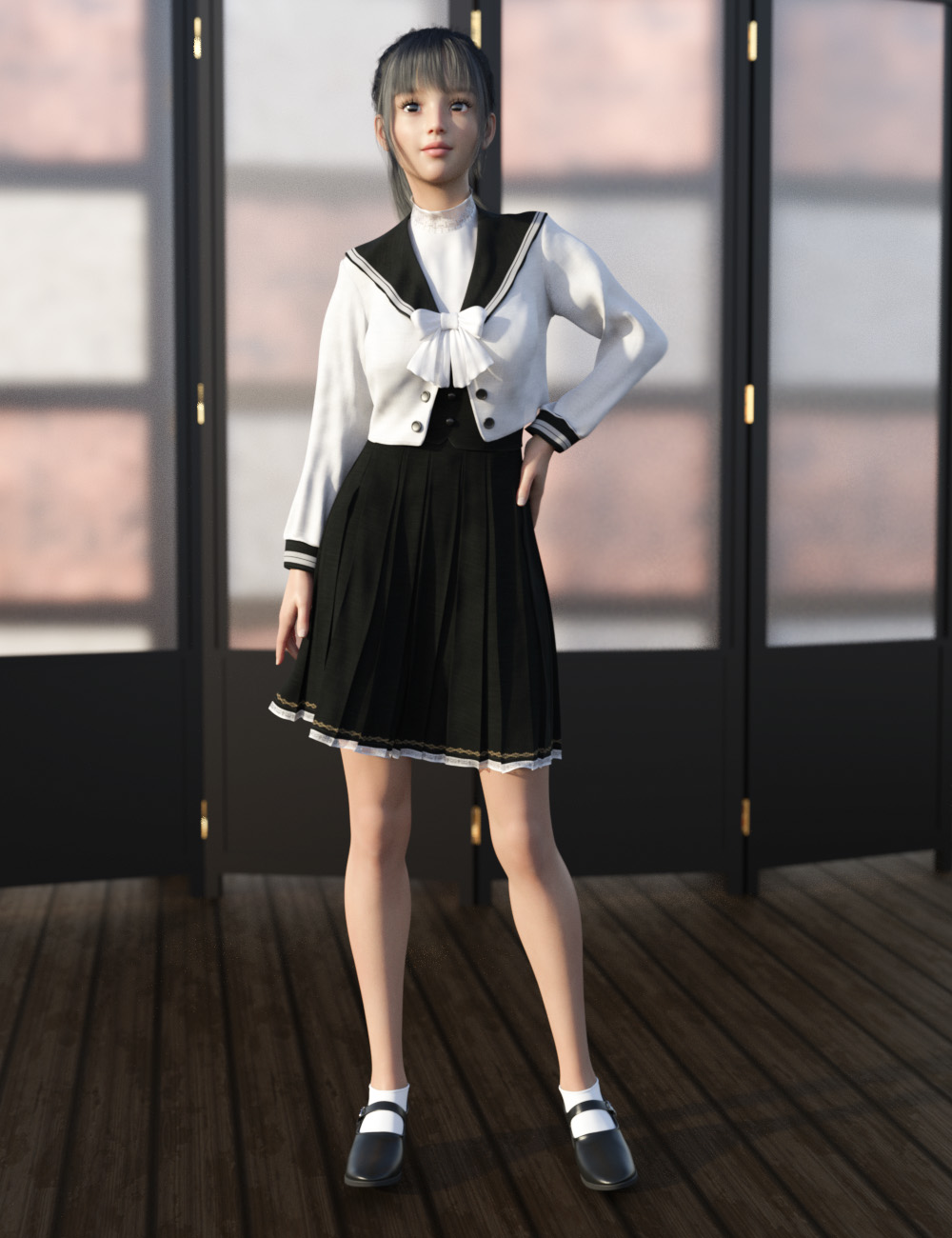 dForce Elegant School Uniform for Genesis 8 Females by: tentman, 3D Models by Daz 3D