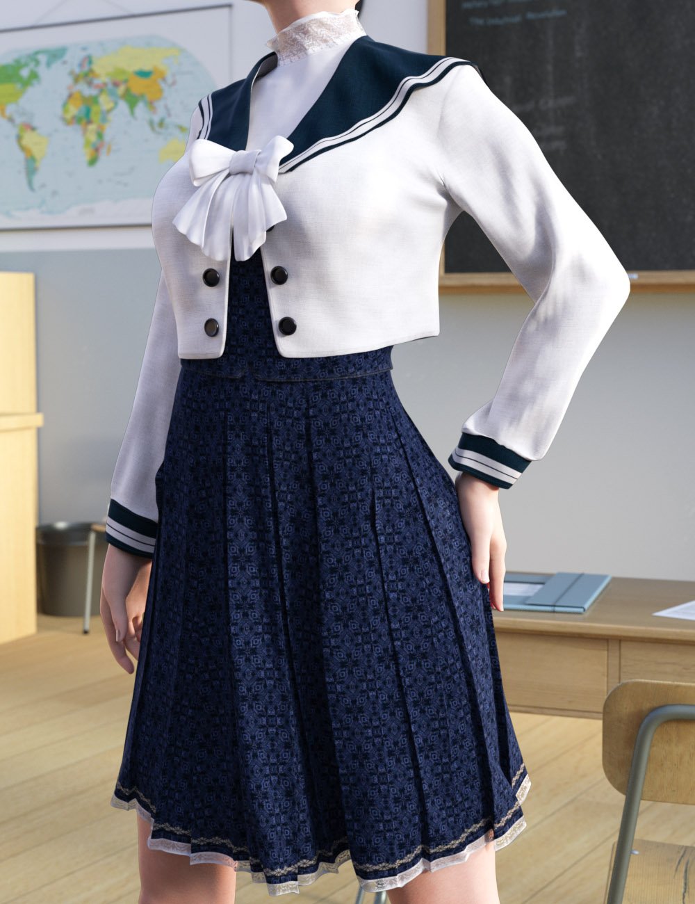 dForce Elegant School Uniform for Genesis 8 Females | Daz 3D