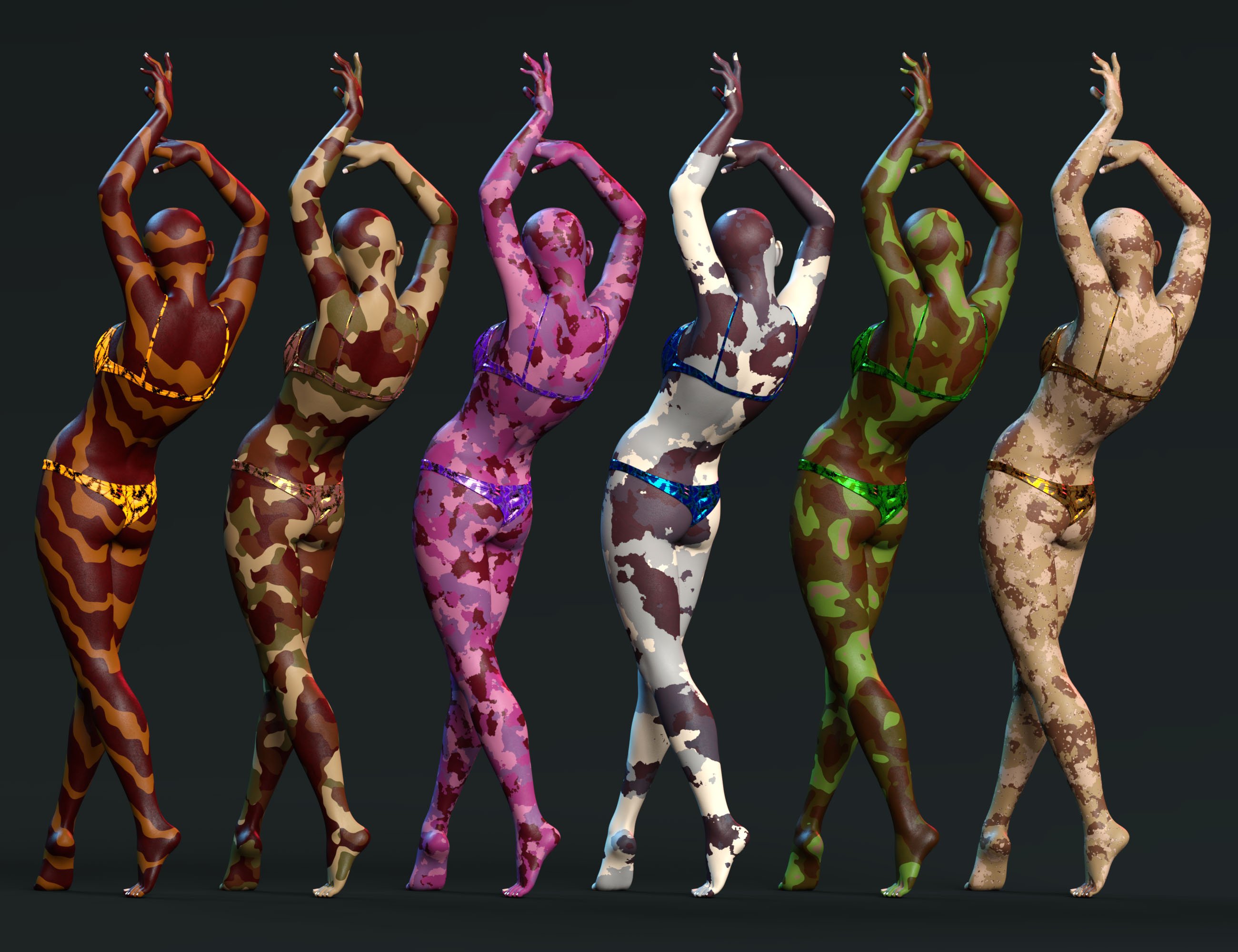 Body Wraps - Camouflage for Genesis 8 and 8.1 Females by: Denki Gaka, 3D Models by Daz 3D