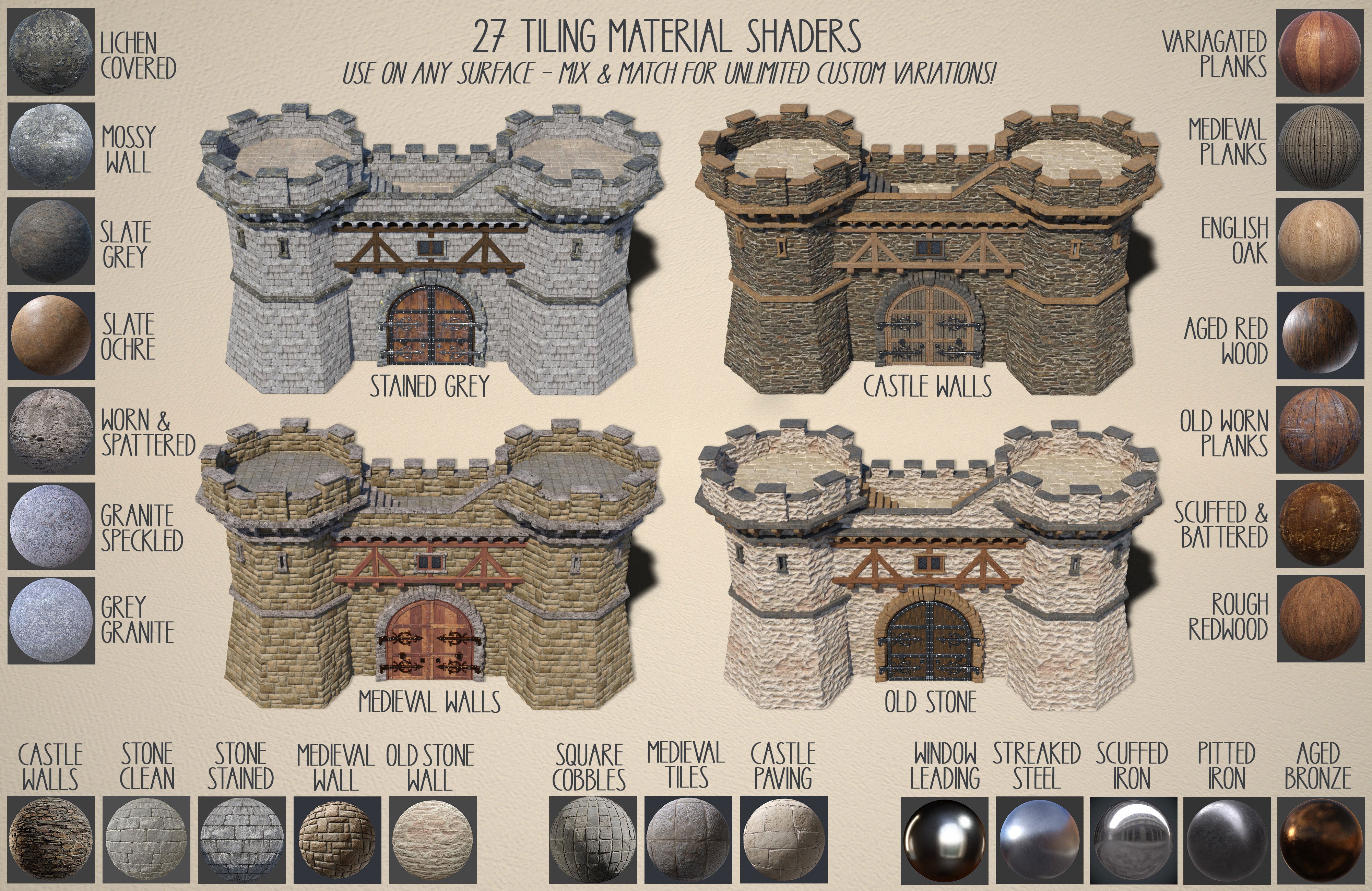 Medieval Village Walls Construction Set by: The Alchemist, 3D Models by Daz 3D