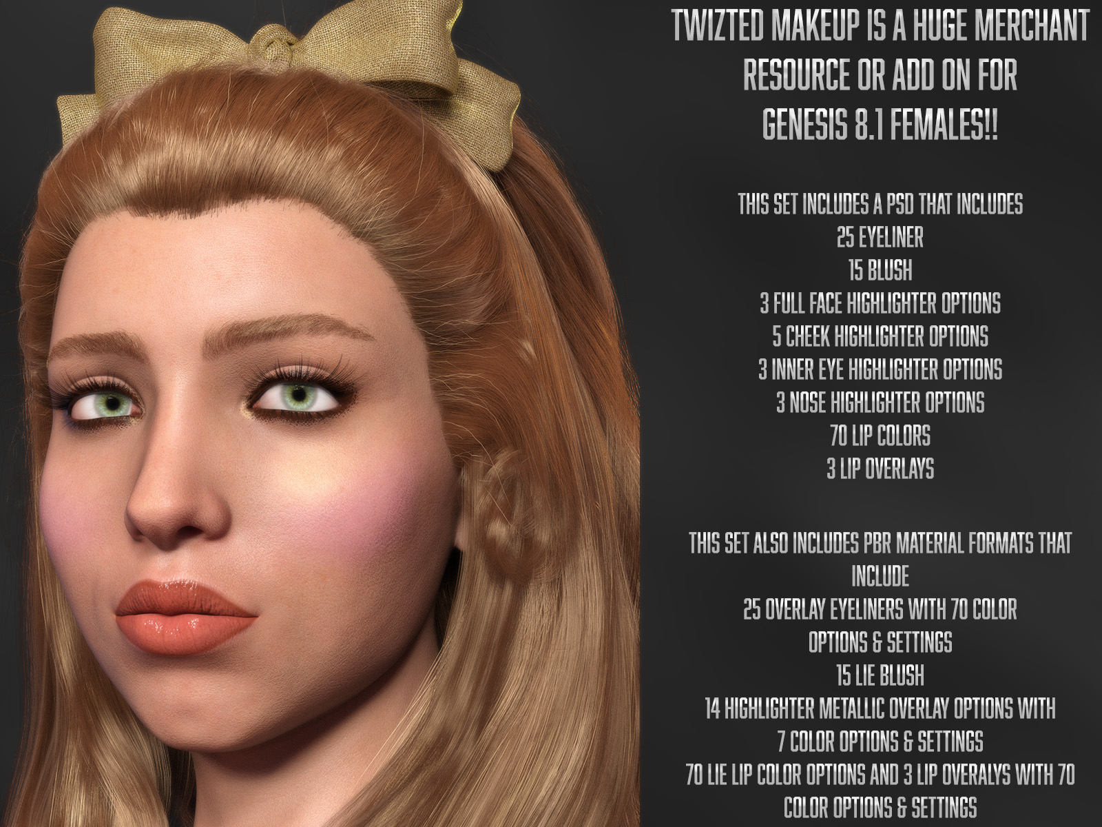 Twizted Makeup Merchant Resource for Genesis 8.1 Female by: TwiztedMetal, 3D Models by Daz 3D