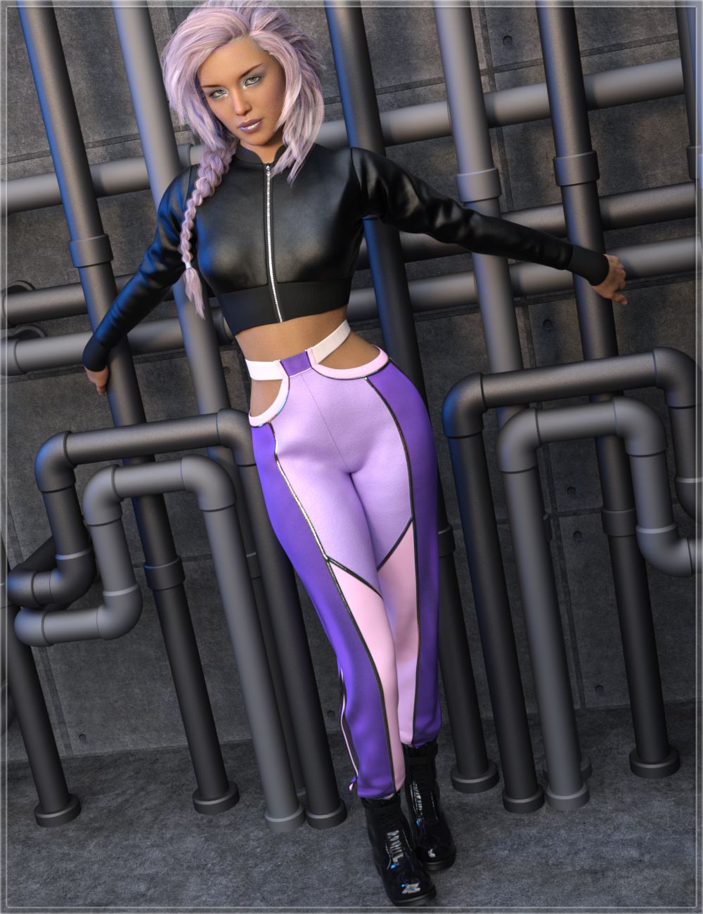 dForce Metro Vibes Outfit for Genesis 8 and 8.1 Females by: Nikisatez, 3D Models by Daz 3D