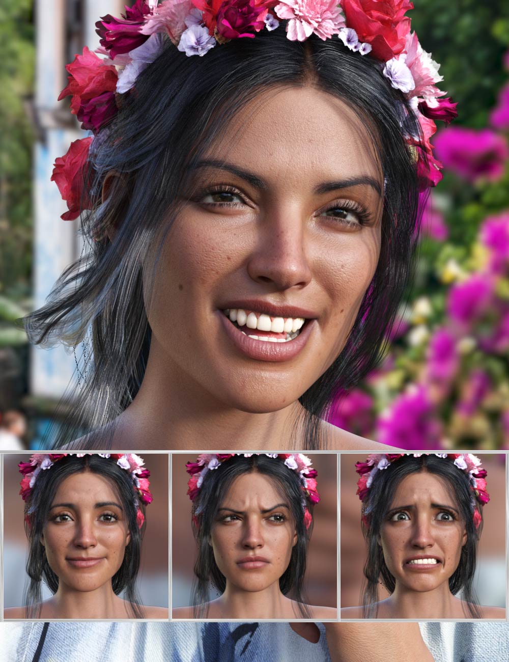 Mexican Girl Expressions for Genesis 8.1 Female and Rosa Maria 8.1 by: JWolf, 3D Models by Daz 3D