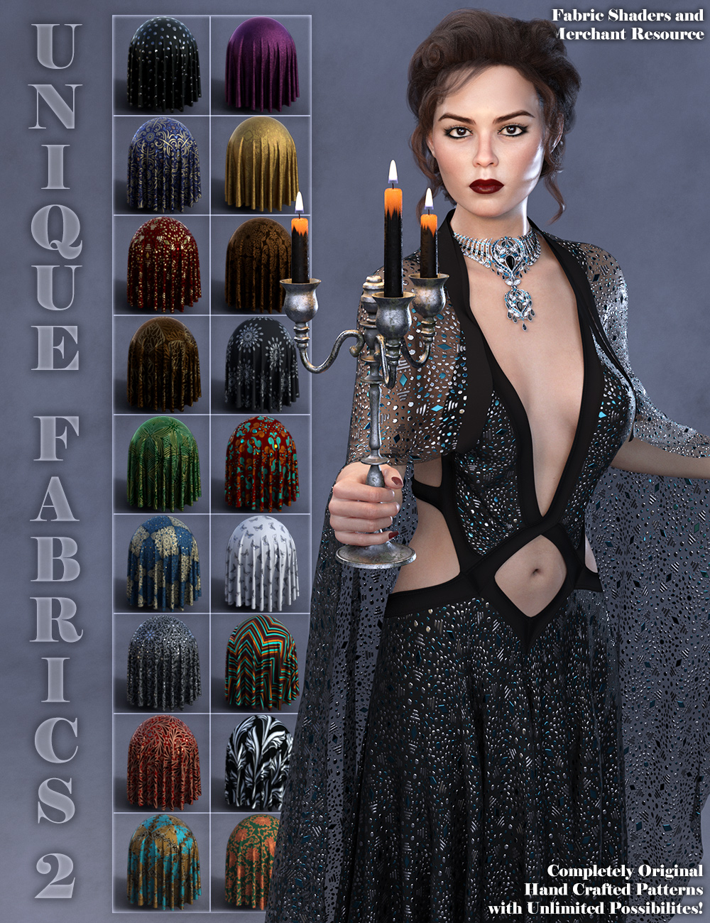 Unique Fabrics Shaders and Merchant Resource 2 by: ARTCollaborations, 3D Models by Daz 3D