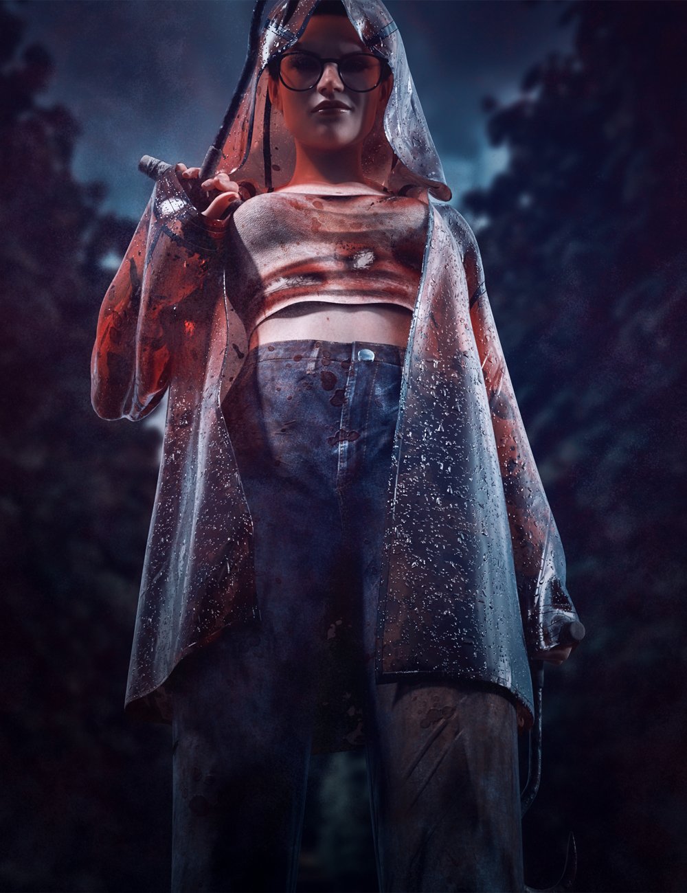 dForce Bloody Rain Outfit For Genesis 8 and 8.1 Females by: fefecoolyellow, 3D Models by Daz 3D