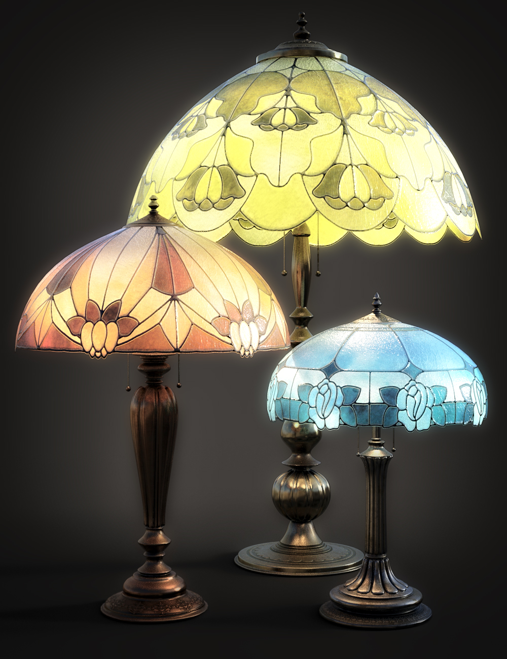 B.E.T.T.Y. Stained Glass Lamps by: B.E.T.T.Y, 3D Models by Daz 3D
