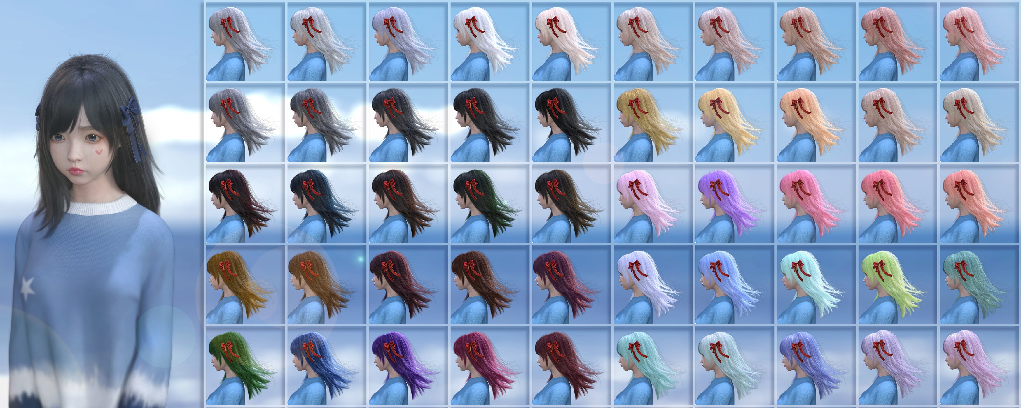 SU Medium Length Hair for Genesis 8 and 8.1 Females by: Sue Yee, 3D Models by Daz 3D