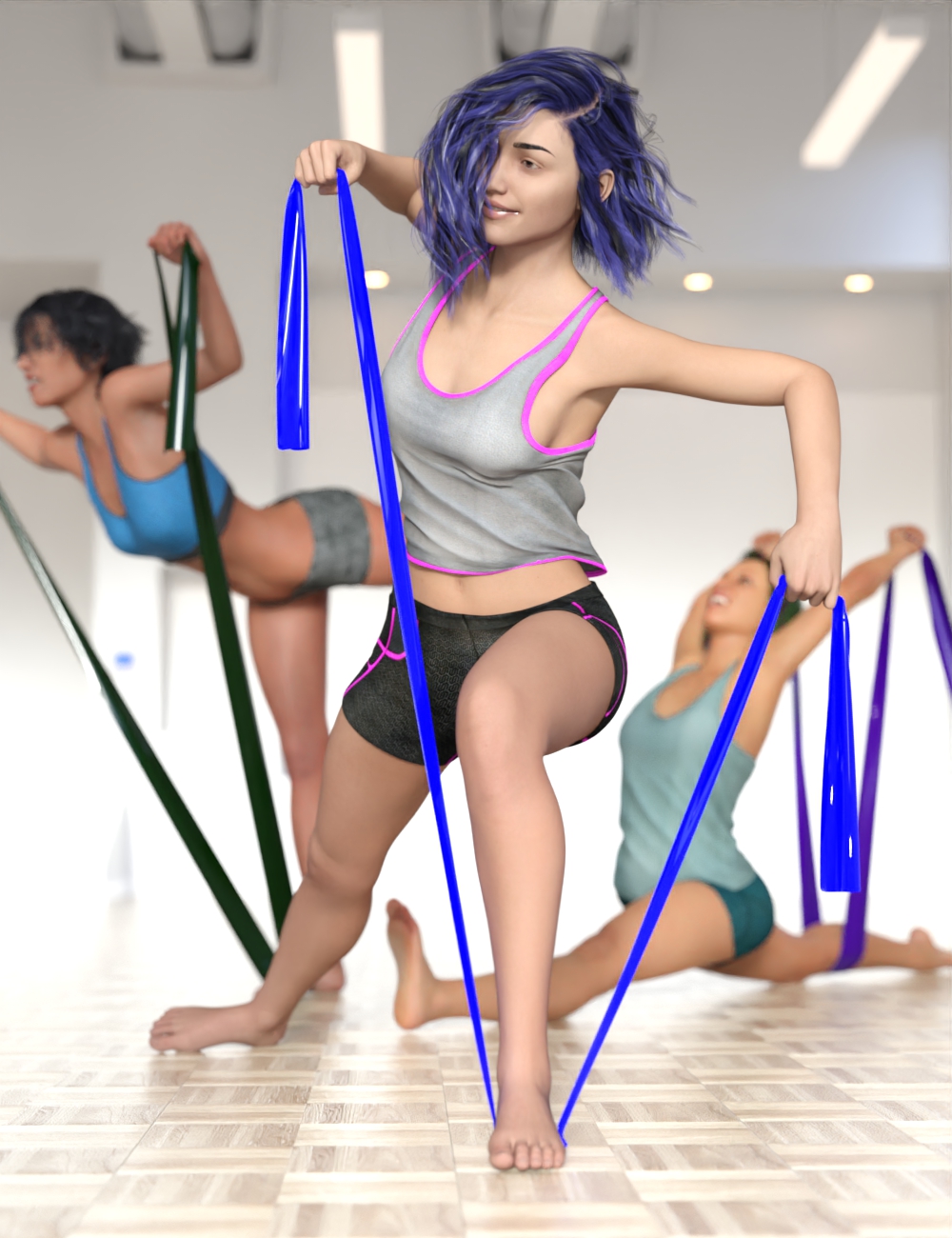 Resistance Band Poses and Props for Genesis 8 and Genesis 8.1 Female by: dobit, 3D Models by Daz 3D