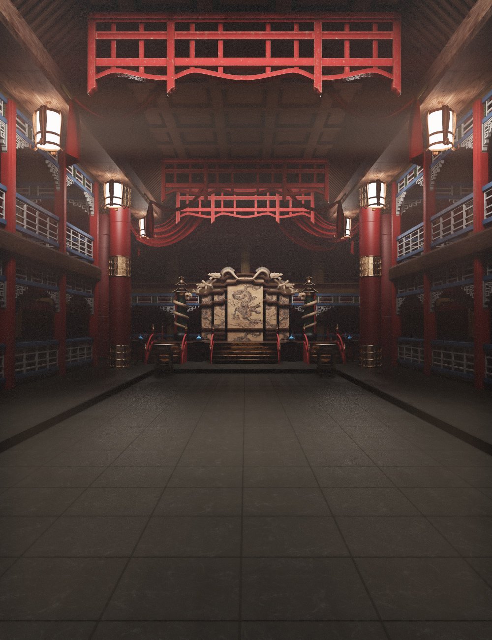Chinese Emperor's Hall by: Neikdian, 3D Models by Daz 3D