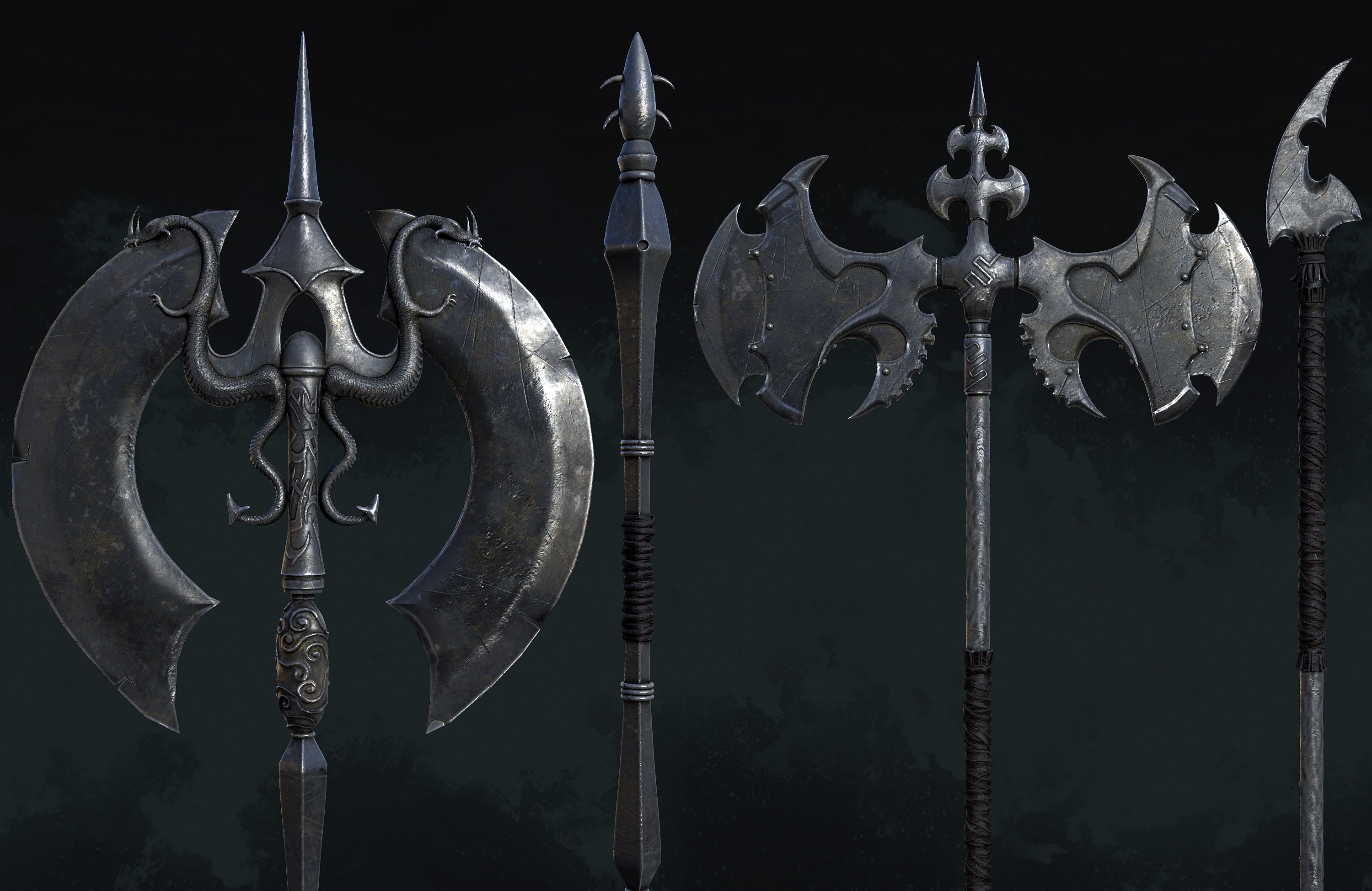 Fantasy Double Axes Vol 1 for Genesis 8 by: fjaa3d, 3D Models by Daz 3D